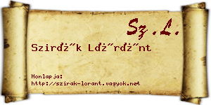 Szirák Lóránt névjegykártya