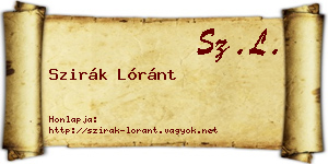 Szirák Lóránt névjegykártya